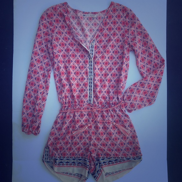 CHELSEA & VIOLET LONG SLEEVE BUTTON DOWN ROMPER - Picture 2 of 8